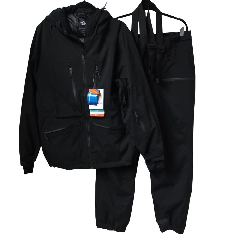 GSOU SNOW Black Matching Snow Pants and Ski Coat Mens Size Medium NWT